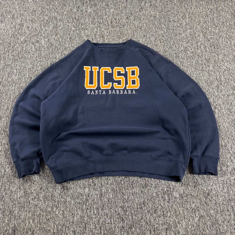 Vintage Y2K JanSport UCSB Santa Barbara Heavyweight Sweatshirt Navy Blue Large